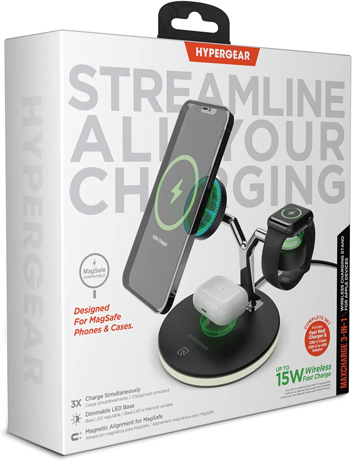 HyperGear 3-in-1 Fast Wireless Charging Stand [iPhone + iWatch + AirPods]