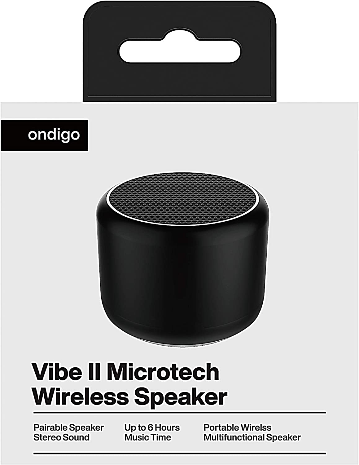 Ondigo Vibe II Microtech, Wireless Mini Bluetooth Speaker with Microphone | Portable, Outdoor - Black