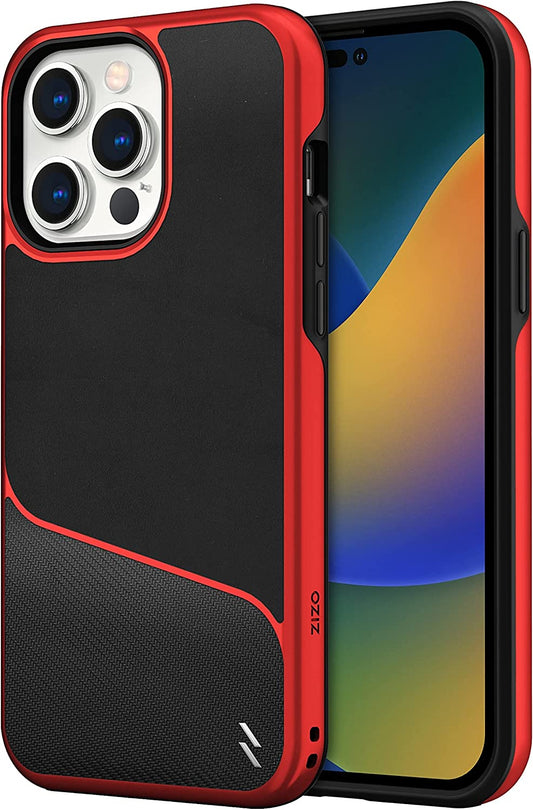 Zizo Division Series for iPhone 14 Pro Max (6.7) Case - Sleek Modern Protection - Black & Red