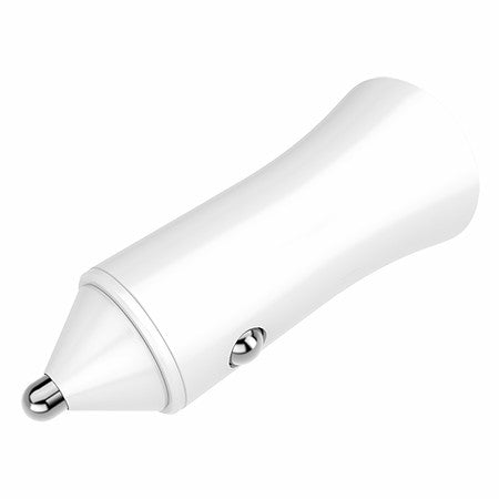 Dual Channel USB A & USB C PD Quick Charge Car Charger, White