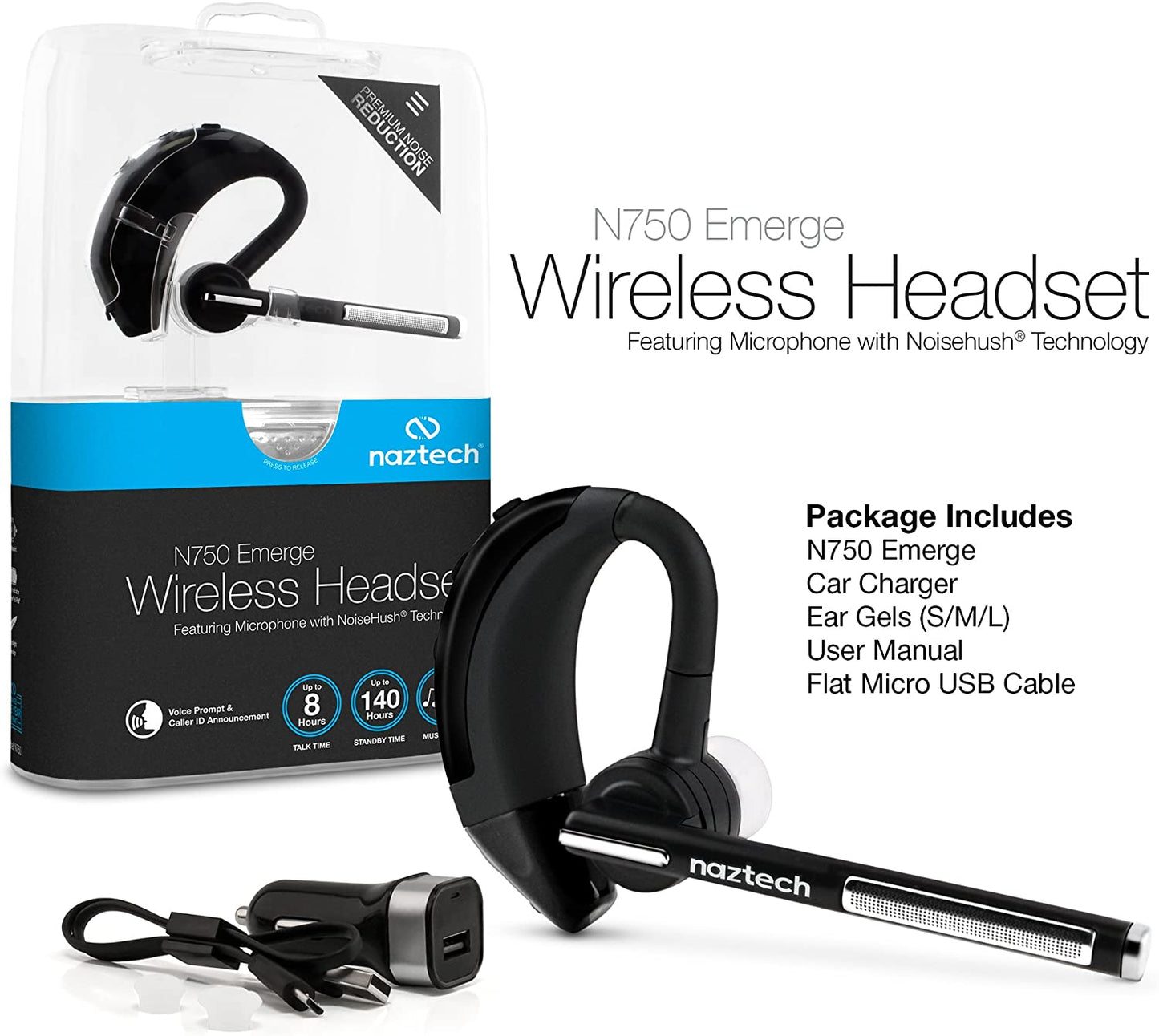 Naztech N750 Emerge Wireless BT Headset