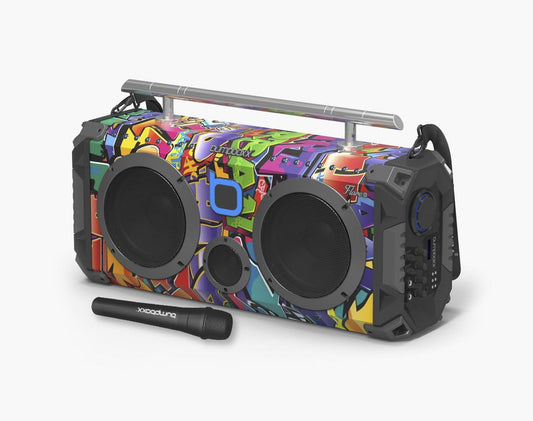 Bumpboxx Bluetooth Portable Speaker Boombox Flare8 Black Graffiti